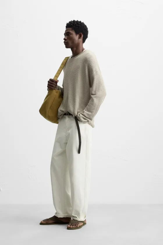 СВИТЕР RELAXED FIT ИЗ РЕЛЬЕФНОЙ ТКАНИ