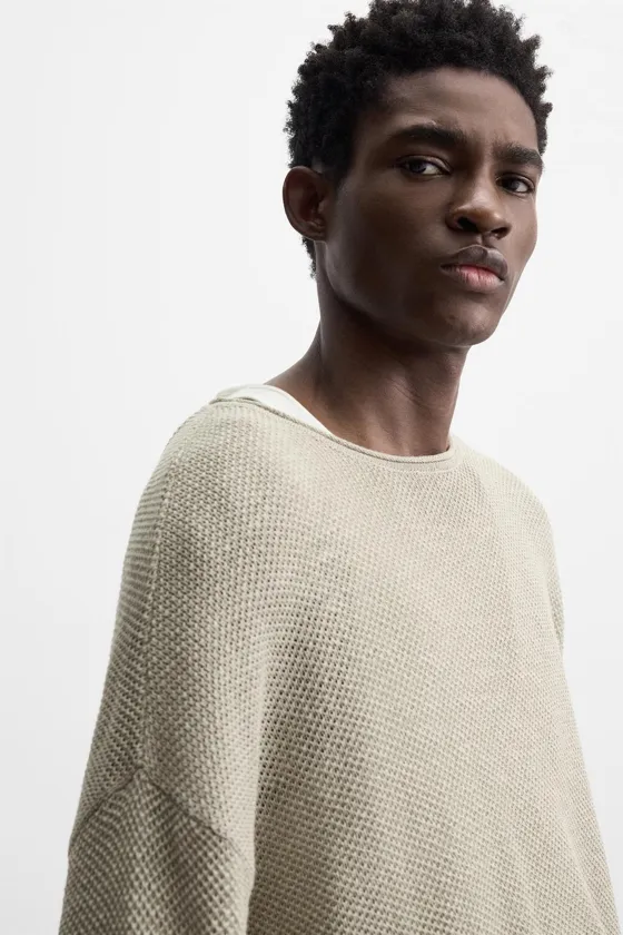 СВИТЕР RELAXED FIT ИЗ РЕЛЬЕФНОЙ ТКАНИ