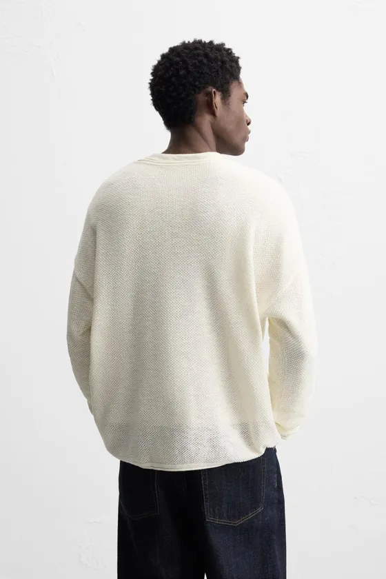 СВИТЕР RELAXED FIT ИЗ РЕЛЬЕФНОЙ ТКАНИ