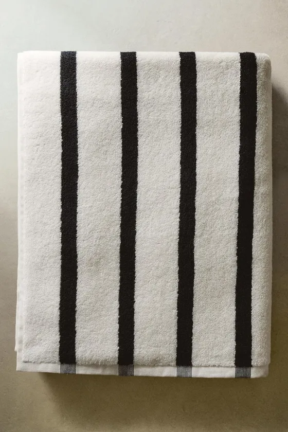 Полосатое хлопковое пляжное полотенце