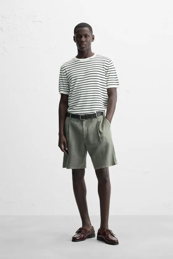 ШОРТЫ ИЗ 100% ЛЬНА СО СКЛАДКАМИ