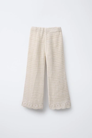 Брюки-кюлоты из кружева кроше с цветочным узором- Заказать в России