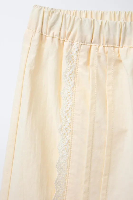 БРЮКИ ИЗ ПОПЛИНА С КРУЖЕВНЫМИ ДЕТАЛЯМИ