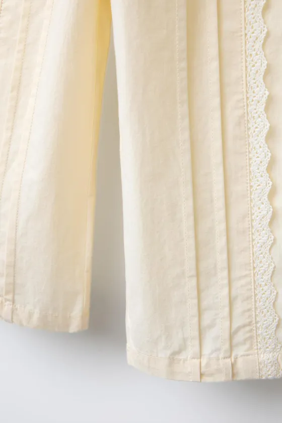 БРЮКИ ИЗ ПОПЛИНА С КРУЖЕВНЫМИ ДЕТАЛЯМИ