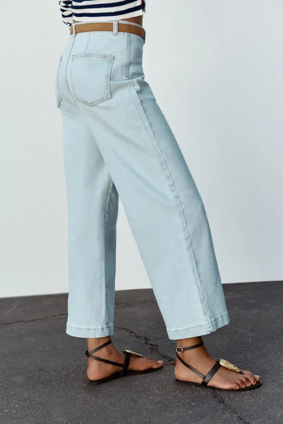 ДЖИНСЫ Z1975 WIDE LEG CROPPED С ВЫСОКОЙ ПОСАДКОЙ И РЕМНЕМ
