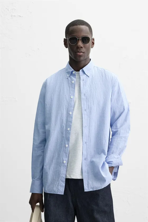 РУБАШКА REGULAR FIT ИЗ ЖАТОЙ ТКАНИ