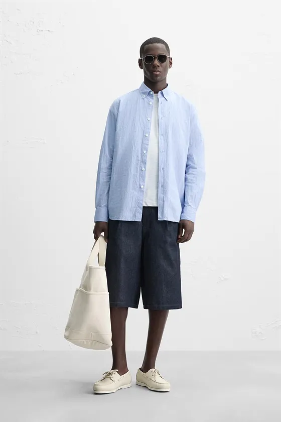 РУБАШКА REGULAR FIT ИЗ ЖАТОЙ ТКАНИ