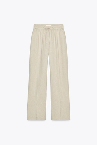 Купить Zara Брюки прямого кроя из смесового льна