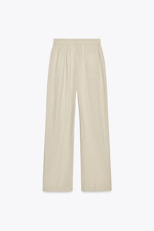 Light beige | 9929/041/052 - Zara Брюки прямого кроя из смесового льна