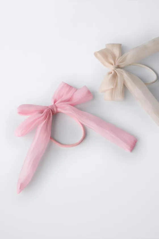 НАБОР ИЗ 2 РЕЗИНОК ДЛЯ ВОЛОС С БАНТОМ ИЗ ОРГАНЗЫ