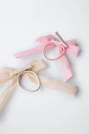 Набор из 2 резинок для волос с бантом из органзы- Заказать в России