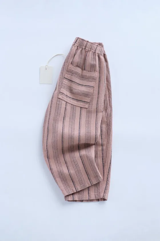 TIMELESZ - БРЮКИ ИЗ СМЕСОВОГО ЛЬНА В ПОЛОСКУ