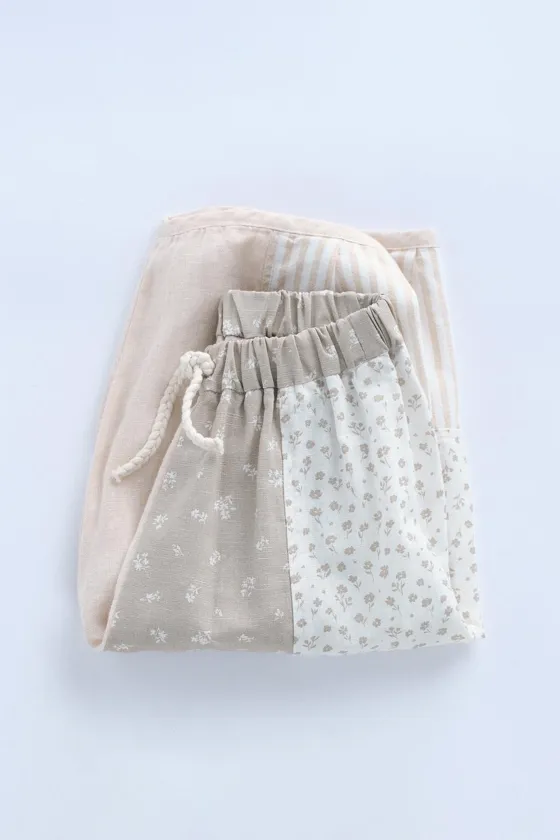 БРЮКИ BAGGY В СТИЛЕ ПЭЧВОРК ИЗ 100% ЛЬНА — TIMELESZ