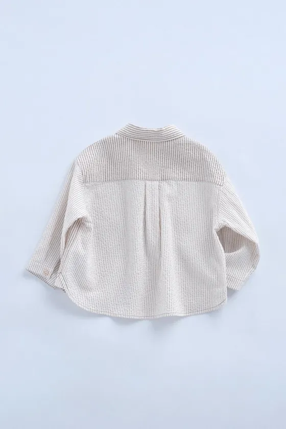 РУБАШКА ИЗ РЕЛЬЕФНОЙ ТКАНИ В ПОЛОСКУ — TIMELESZ