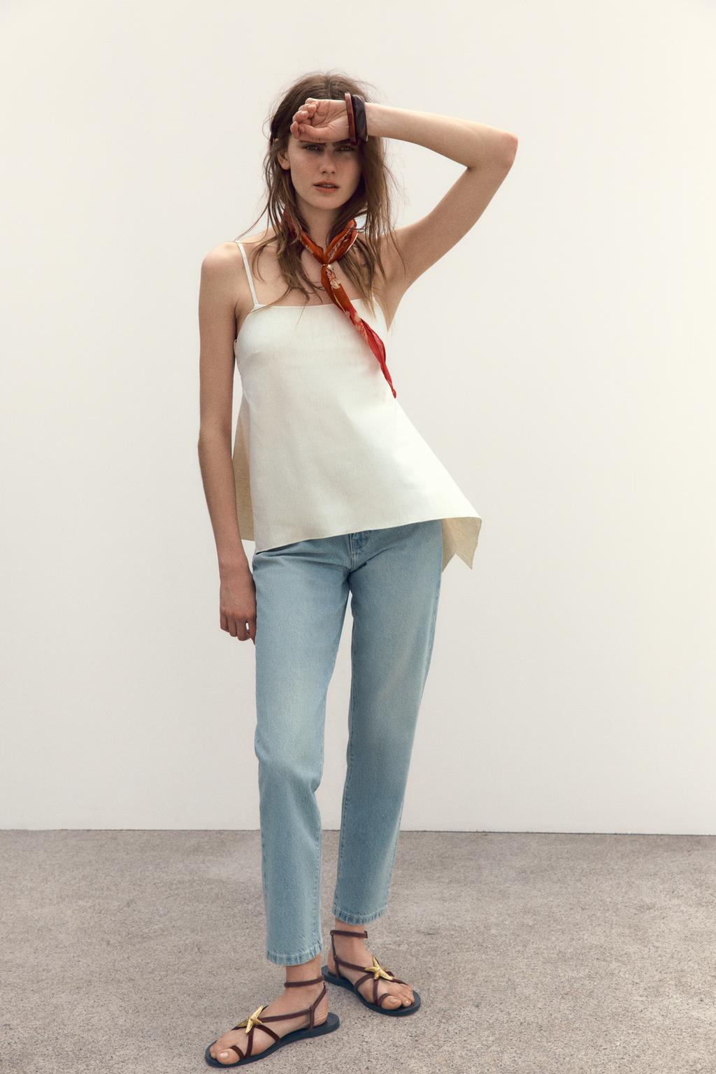 Zara Джинсы z1975 mom leg с высокой посадкой - Цвет голубой