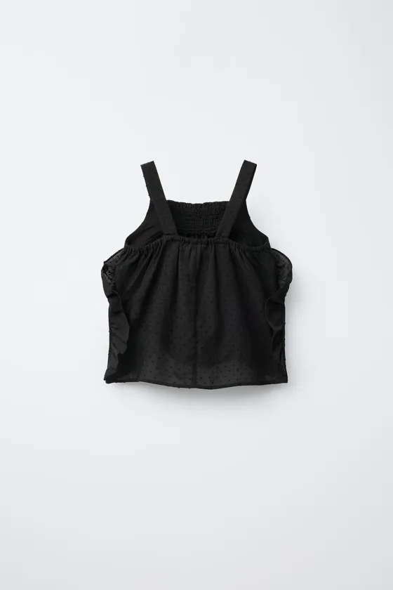Frilled plumetis top