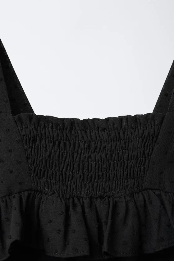 Frilled plumetis top