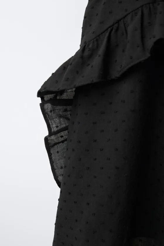 Frilled plumetis top