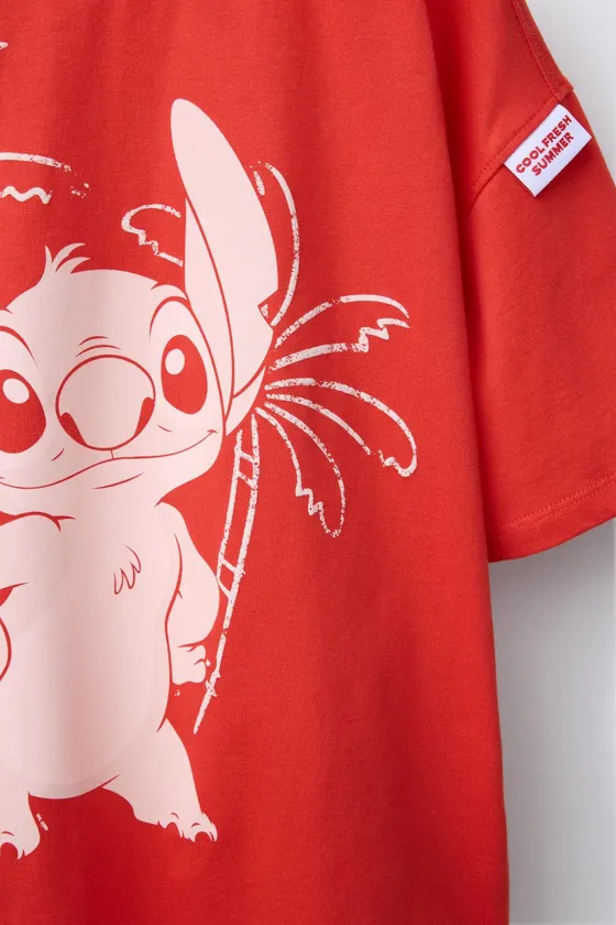 ФУТБОЛКА С ПРИНТОМ LILO & STITCH © DISNEY И РЕЛЬЕФНОЙ ДЕТАЛЬЮ