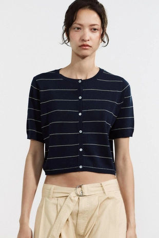 Укороченный кардиган в полоску- Заказать в России