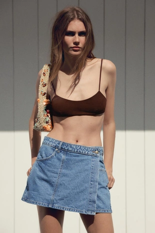 Джинсовая юбка-шорты Z1975 с запáхом