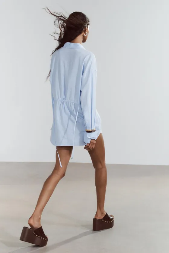 РУБАШКА ОВЕРСАЙЗ ИЗ СМЕСОВОГО ЛЬНА