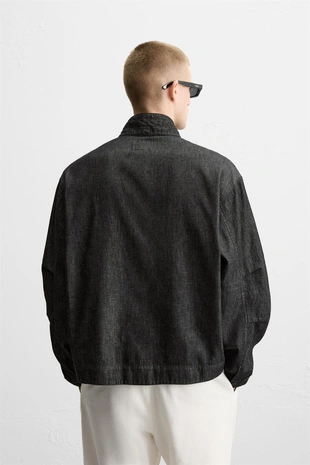 Джинсовая рубашка с карманами- Заказать в России