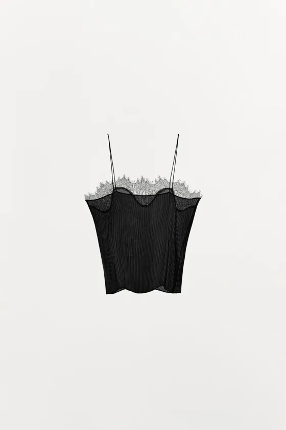 ПЛИССИРОВАННЫЙ ТОП С КРУЖЕВОМ