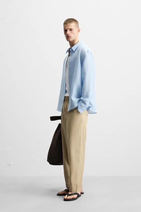БРЮКИ RELAXED FIT ИЗ ХЛОПКА И ЛЬНА