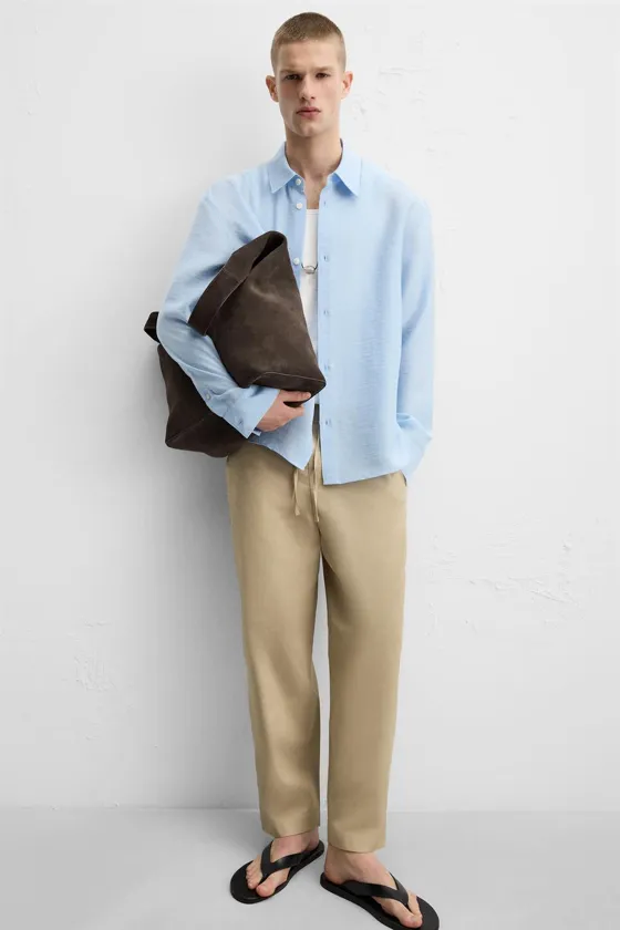 БРЮКИ RELAXED FIT ИЗ ХЛОПКА И ЛЬНА