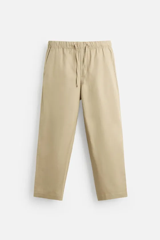 БРЮКИ RELAXED FIT ИЗ ХЛОПКА И ЛЬНА