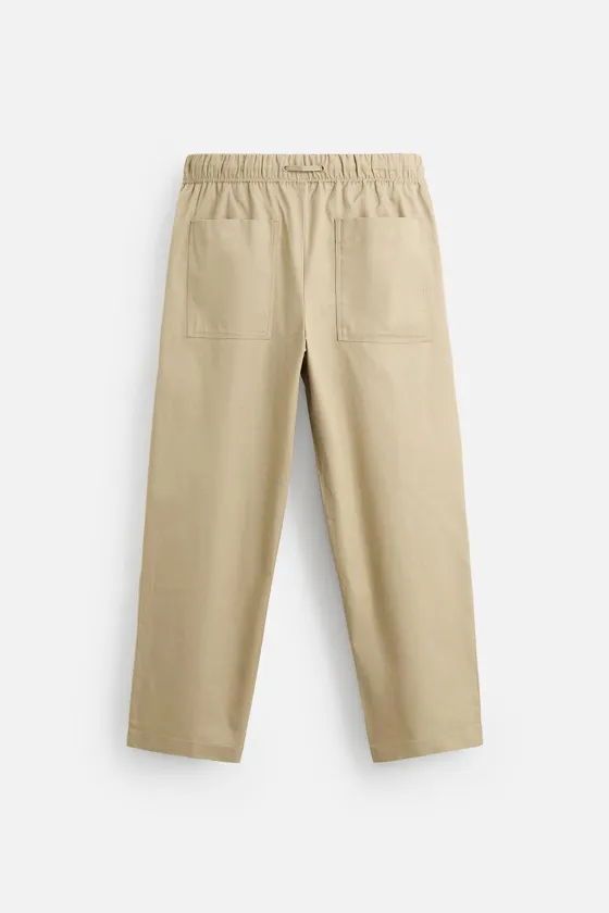 БРЮКИ RELAXED FIT ИЗ ХЛОПКА И ЛЬНА