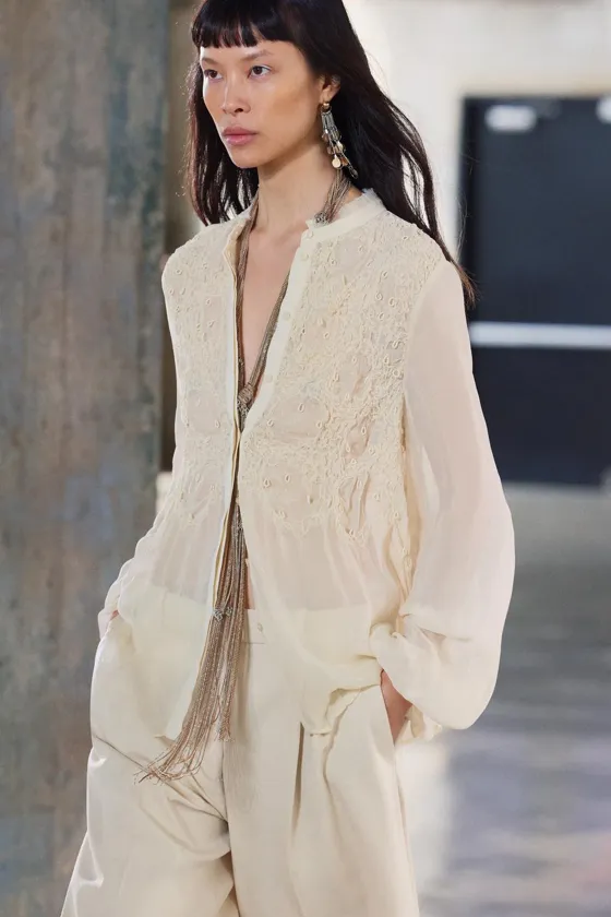 БЛУЗА С ВЫШИВКОЙ С БУСИНАМИ — ZW COLLECTION