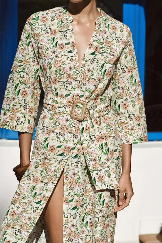 ПЛАТЬЕ МИДИ ИЗ ПОПЛИНА С ПРИНТОМ