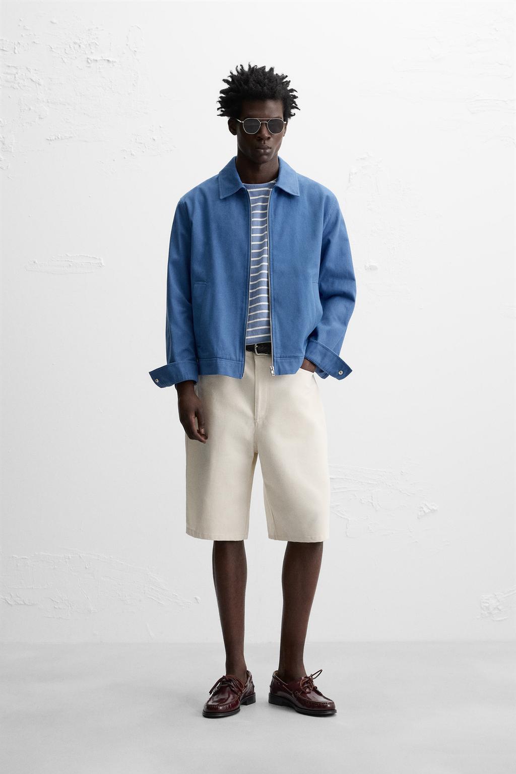 あおぞら Zara Куртка стандартной посадки из хлопка - Цвет синий - blue