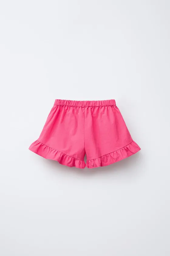 ШОРТЫ ИЗ ПОПЛИНА С ВОЛАНАМИ