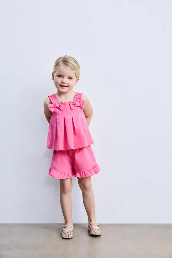 ШОРТЫ ИЗ ПОПЛИНА С ВОЛАНАМИ