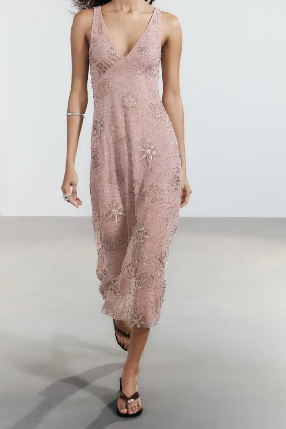 ПЛАТЬЕ МИДИ С БИСЕРОМ