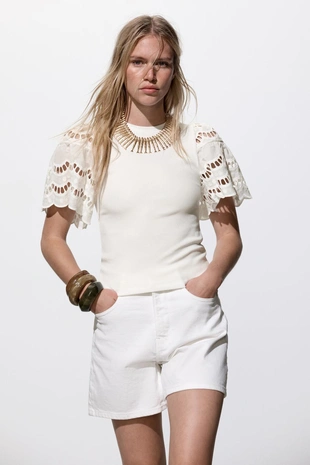 Топ без рукавов с вышивкой- Заказать в России