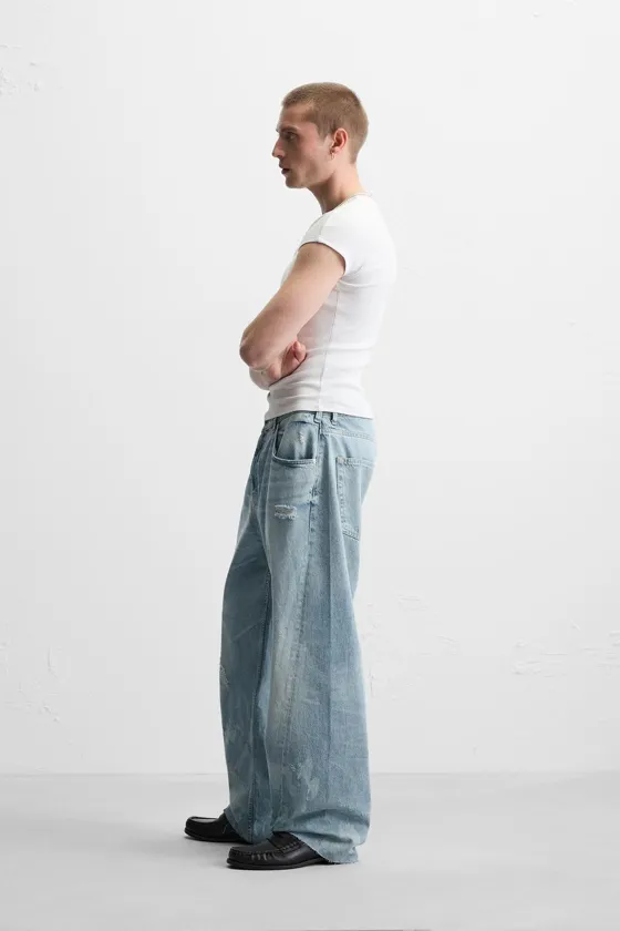 ДЖИНСЫ BAGGY FIT С ДЕКОРАТИВНОЙ СТРОЧКОЙ