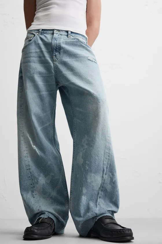 ДЖИНСЫ BAGGY FIT С ДЕКОРАТИВНОЙ СТРОЧКОЙ