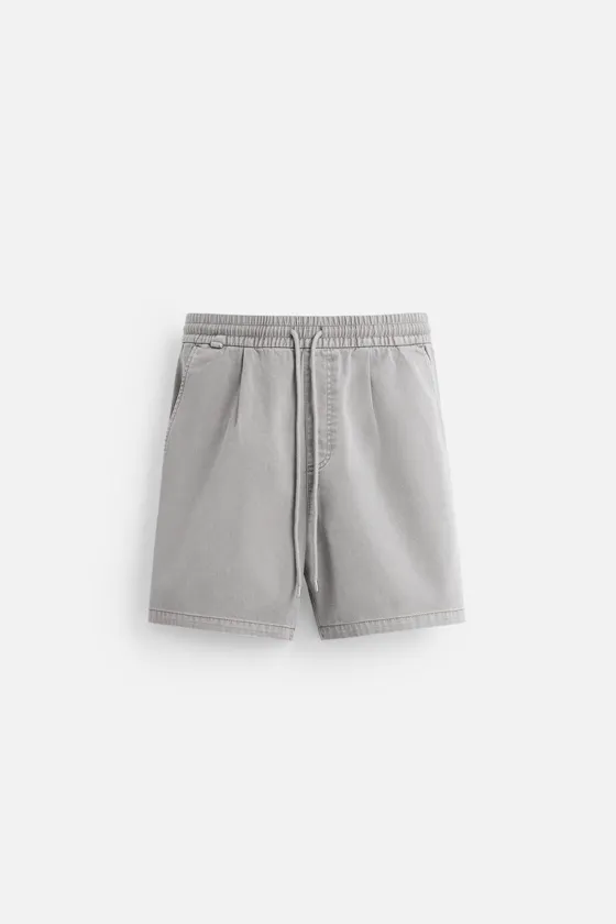 ШОРТЫ RELAXED FIT ИЗ ТКАНИ С ЭФФЕКТОМ ПОТЕРТОСТИ