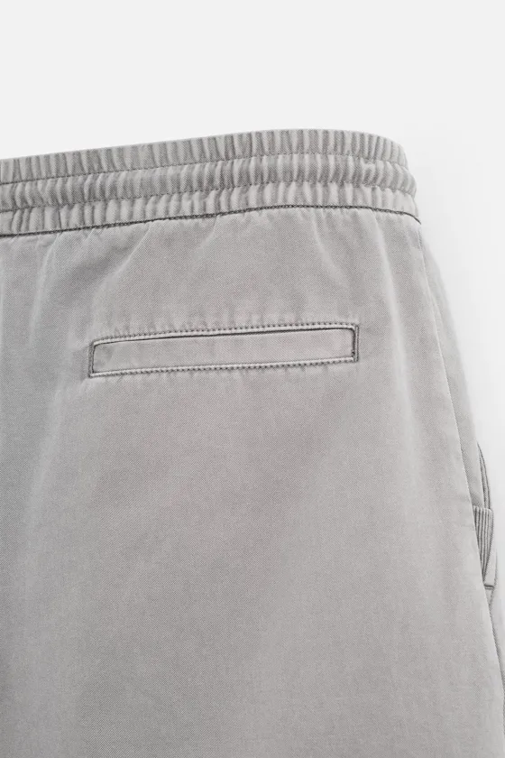 ШОРТЫ RELAXED FIT ИЗ ТКАНИ С ЭФФЕКТОМ ПОТЕРТОСТИ