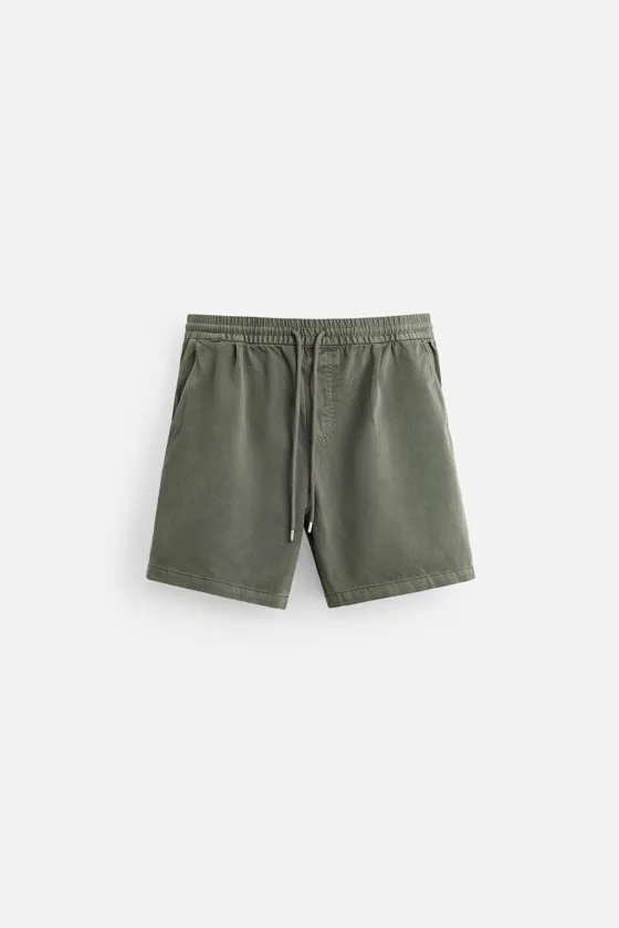 ШОРТЫ RELAXED FIT ИЗ ТКАНИ С ЭФФЕКТОМ ПОТЕРТОСТИ