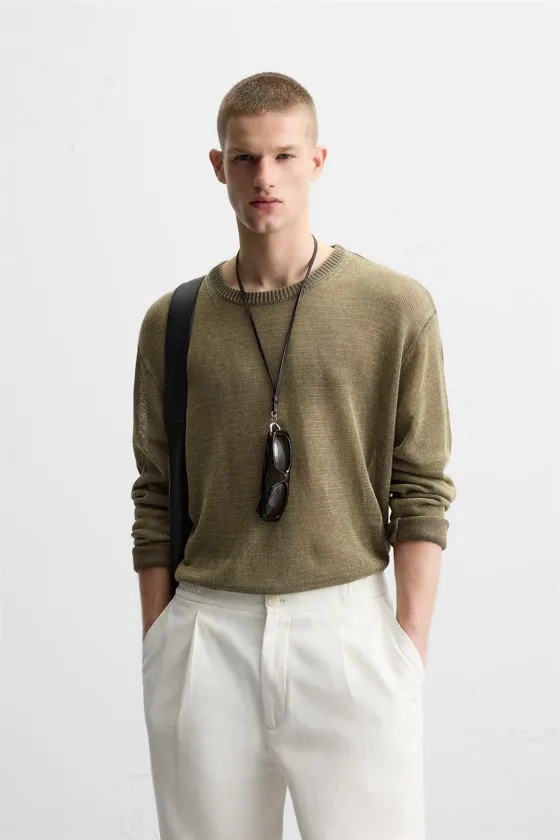 СВИТЕР RELAXED FIT ИЗ ПОЛУПРОЗРАЧНОЙ ТКАНИ