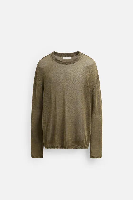 СВИТЕР RELAXED FIT ИЗ ПОЛУПРОЗРАЧНОЙ ТКАНИ
