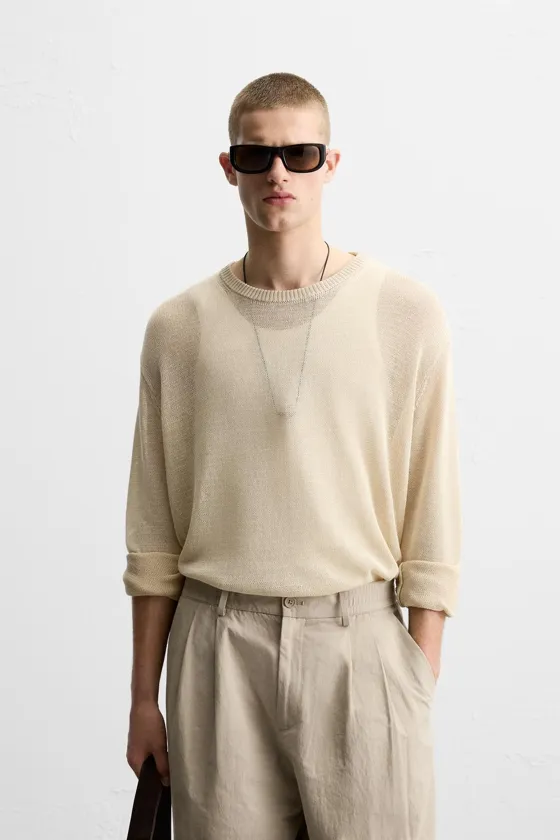 СВИТЕР RELAXED FIT ИЗ ПОЛУПРОЗРАЧНОЙ ТКАНИ