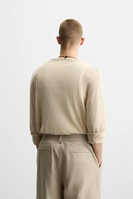 СВИТЕР RELAXED FIT ИЗ ПОЛУПРОЗРАЧНОЙ ТКАНИ