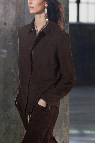 Куртка-рубашка из 100% замши — ZW COLLECTION, LIMITED EDITION- Заказать в России