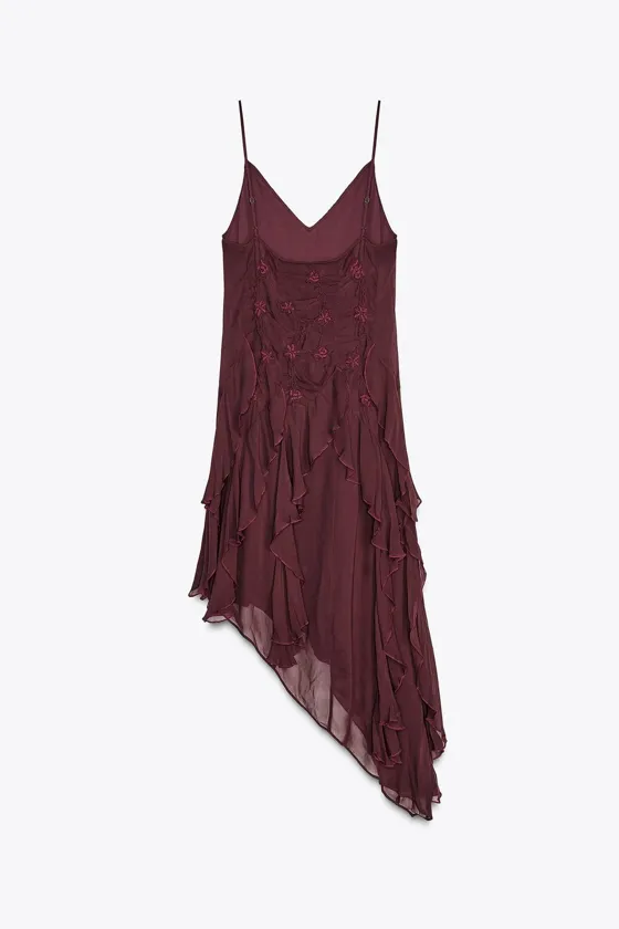 ПЛАТЬЕ АСИММЕТРИЧНОГО КРОЯ С ВЫШИВКОЙ — ZW COLLECTION